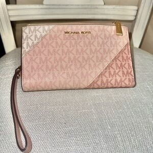 Michael Kors Pink Clutch Wristlet with Monogram Pattern